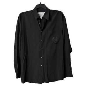 Vintage Bellows Brut Le Garage Paris France Mens‎ Long Sleeve Black Shirt Size M
